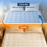 Giselle Bedding Pillowtop Mattress Topper 5cm Reversible Cooling & Soft Coral Fleece Pad for Back Pain Relief, Washable Skin-friendly Bed Protector with 45cm Deep Pocket Double