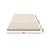 Giselle Bedding Latex Mattress Topper, 7.5cm Thick 7-Zone Pressure Relief Bed Pad with Washable Cover, Cooling Breathable Mat for Side Sleepers & Back Pain, Beige Single