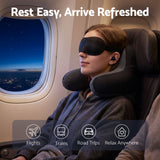 Wanderlite Travel Neck Pillow Portable for Airplane Memory Foam with Eyemask Earplugs Black