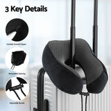 Wanderlite Travel Pillow for Airplanes Memory Foam Neck Pillows for Traveling, Soft & Washable Cover with Storage Bag, Portable Plane Accessories for Airplanes Offices Cars, Black