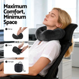 Wanderlite Travel Pillow for Airplanes Memory Foam Neck Pillows for Traveling, Soft & Washable Cover with Storage Bag, Portable Plane Accessories for Airplanes Offices Cars, Grey