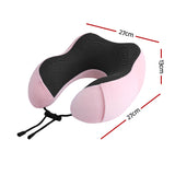 Wanderlite Travel Pillow for Airplanes Memory Foam Neck Pillows for Traveling, Soft & Washable Cover with Storage Bag, Portable Plane Accessories for Airplanes Offices Cars, Pink
