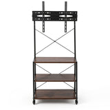 Artiss Mobile TV Stand 32-65 Inch TVs Mount 50kg with 3 MDF Shelves Lockable Wheels Adjustable Feet