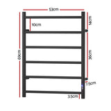 Devanti heated towel rail 6 bar with timer black