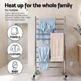 Devanti 10-Bar Freestanding Heated Towel Rail 3-5 Mins Fast Heating Electric Towel Warmer for Bathroom Winter Drying Stainless Steel Plug In 100W