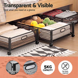 Artiss 4X Under Bed Storage Containers Metal Boxes Quilt Organiser with Wheels