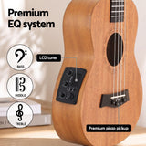 Alpha 26 Inch Solid Mahogany Tenor Ukulele Electric Acoustic EQ System Kit 18 Frets Natural