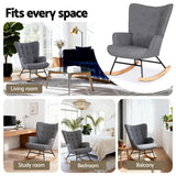 Artiss Rocking Armchair Nursing Chair Linen Fabric Grey