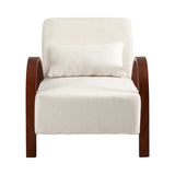 Artiss Teddy Fabric Armchair Curved Bentwood Arms with Cushion Beige