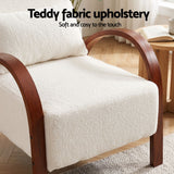 Artiss Teddy Fabric Armchair Curved Bentwood Arms with Cushion Beige