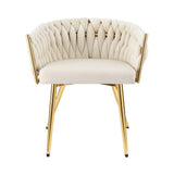 1 Artiss Dining Chair Velvet Armchair Beige