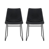 Artiss 2x Dining Chairs Retro PU Leather Kitchen Lounge Cafe Accent Chair Black