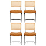 Artiss Dining Chairs Set of 4 PU Leather Rattan Cantilever Brown