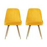 Artiss Dining Chairs Set of 2 Velvet Channel Tufted Yellow