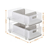 Artiss Under Sink Organizer 2 Tier Pull Out Drawer with Removable Baskets & Divider White