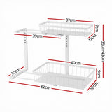 Artiss Under Sink Organizer Storage with 2 Slide Out Drawers 5 Adjustable Height Bathroom Kitchen Cabinet