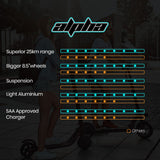 ALPHA Urban 8 Electric Scooter, Suspension, 25km Range, 8.5-Inch Wheels, Brushless Motor, Motorised Commuter eScooter for Adults, Grey
