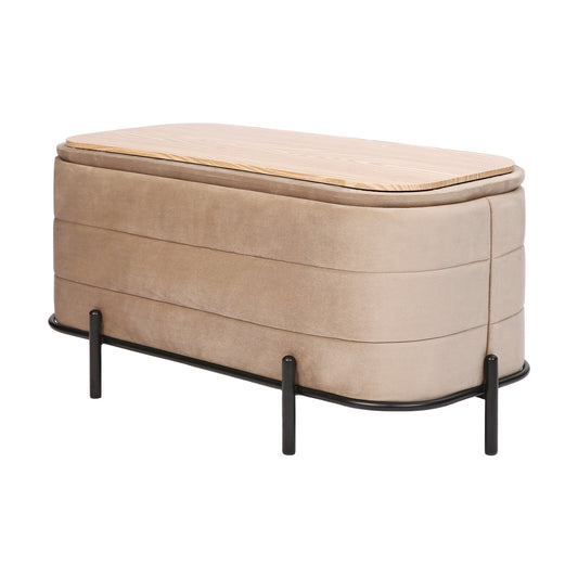 La Bella Coffee Table Storage Ottoman - Velvet Blanket Box Bench DEMI - CAMEL BEIGE