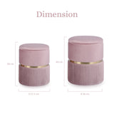 2X Side Table Storage Ottoman - Velvet Padded Stool Vanity Footstool REMI Pink