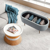 Coffee Table Storage Ottoman - Corduroy Padded Blanket Box Bench ESME - DUSTY BLUE
