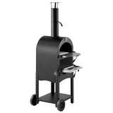 Outdoor Pizza Oven, 12" Pellet Fire Ovens, 2-Layer Pizza Oven Wood Fired, Wood Burning Outdoor Pizza-Oven with 2 Removable Wheels, 1000℉ Max Temperature Fired Pizza-Maker Ovens for Barbecue