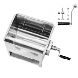 Manual Meat Mixer, 30L Fixed Tank Meat Processing Equipment(Mixing Max 30LBS for Meat), Stainless Steel Meat Mixer, Sausage Mixer Machine with Lid Handle Gear Reducer, Ground Beef Hand Mixer