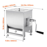 Manual Meat Mixer, 30L Fixed Tank Meat Processing Equipment(Mixing Max 30LBS for Meat), Stainless Steel Meat Mixer, Sausage Mixer Machine with Lid Handle Gear Reducer, Ground Beef Hand Mixer