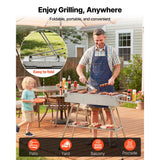 Foldable Charcoal Grill, 0.16 m² Portable Charcoal Barbecue Grill with Liftable Charcoal Tray & Side Tables, Brushed Stainless Steel BBQ Cooking Grills for Outdoor Camping Backyard Parties