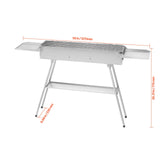 Foldable Charcoal Grill, 0.16 m² Portable Charcoal Barbecue Grill with Liftable Charcoal Tray & Side Tables, Brushed Stainless Steel BBQ Cooking Grills for Outdoor Camping Backyard Parties