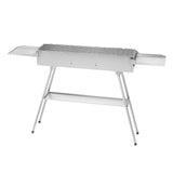 Foldable Charcoal Grill, 0.16 m² Portable Charcoal Barbecue Grill with Liftable Charcoal Tray & Side Tables, Brushed Stainless Steel BBQ Cooking Grills for Outdoor Camping Backyard Parties