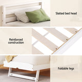 Artiss Bed Frame Single Size 2-in-1 Trundle Wooden White AVIS