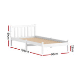 Artiss Bed Frame Single Size Wooden White SOFIE