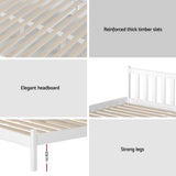 Artiss Bed Frame Single Size Wooden White SOFIE