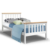 Artiss Bed Frame Single Size Wooden White PONY