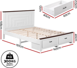 Artiss Double Wooden Bed Frame and 2 Bedside Table Bedroom Furniture Set