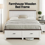 Artiss Double Wooden Bed Frame and 2 Bedside Table Bedroom Furniture Set