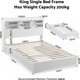 Artiss King Single Bed Frame and 2 Bedside Table Bedroom Furniture Set