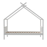 Artiss Bed Frame Wooden Base Kids Single Timber House Beds White