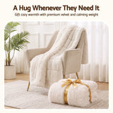 Giselle Faux Fur Weighted Blanket 2 Sided Long Pile Sherpa Reverse Cream 5.5KG 120 x 180cm