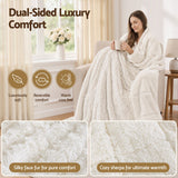Giselle Faux Fur Weighted Blanket 2 Sided Long Pile Sherpa Reverse Cream 6.8KG 120 x 180cm