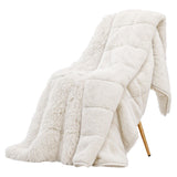 Giselle Faux Fur Weighted Blanket 2 Sided Long Pile Sherpa Reverse Cream 6.8KG 120 x 180cm