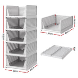 Artiss 5 Pack Stackable Plastic Storage Foldable Closet Organizers