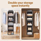 Artiss Hanging Closet Organiser 5 Tier Wardrobe Storage Grey 104cm