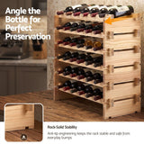 Artiss 36 Bottle Wooden Wine Rack 6 Tier Modular Wine Display Storage Stand Freestanding Holder Natural Pine Wood, 70 x 30 x 70cm