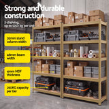 Giantz 2-Rack Garage Shelving 1.6X0.8m MDF Warehouse Shelves Storage Rack Yellow