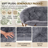 Artiss Double Saucer Chair Soft Faux Fur Lounge Foldable Oversize Chair for Bedroom Grey