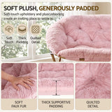 Artiss Double Saucer Chair Soft Faux Fur Lounge Foldable Oversize Chair for Bedroom Pink