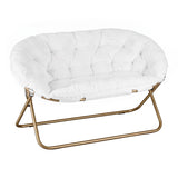 Artiss Double Saucer Chair Soft Faux Fur Lounge Foldable Oversize Chair for Bedroom White