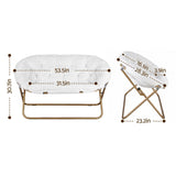Artiss Double Saucer Chair Soft Faux Fur Lounge Foldable Oversize Chair for Bedroom White