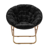 Artiss Cozy Saucer Chair Soft Faux Fur Folding Accent Chair for Bedroom Black